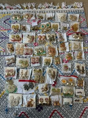 50 + Assorted Women's Gold-Tone and Multicolor Fashion Earrings - Box 1